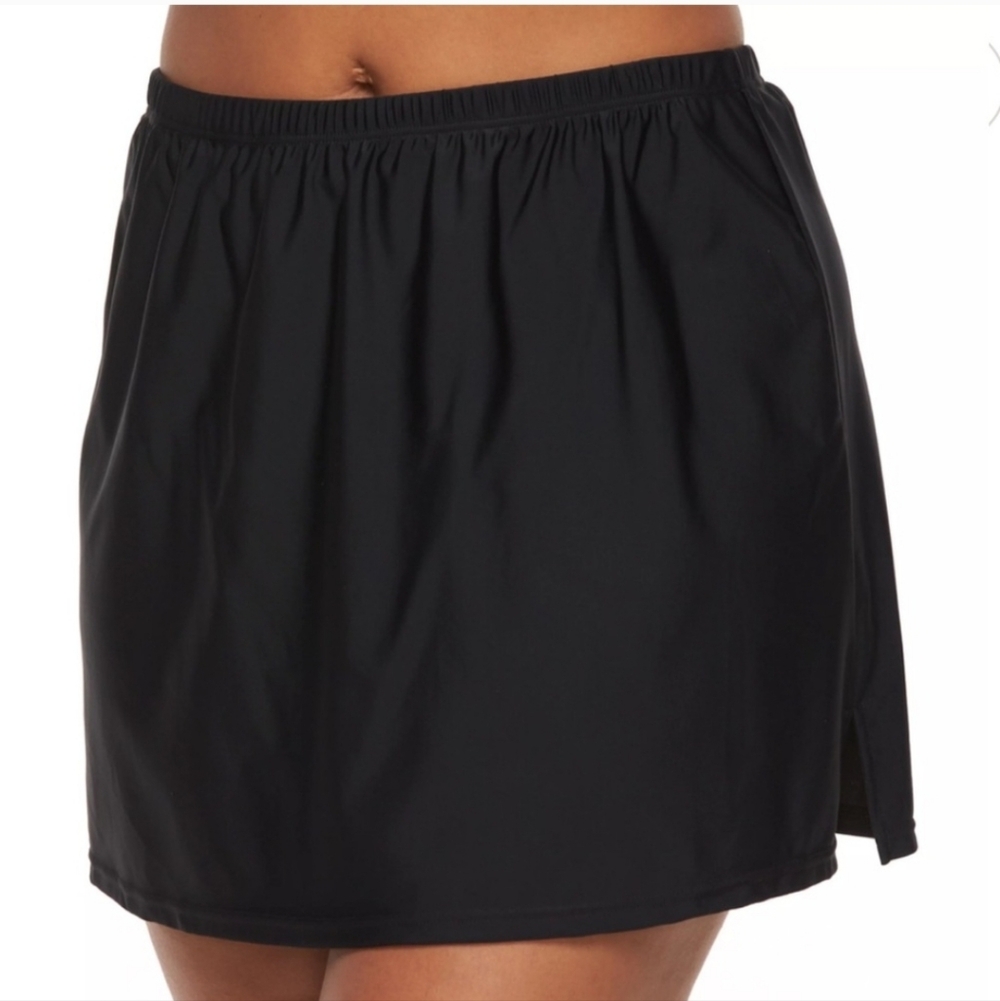 CROFT & BARROW Black Swim Skirt with Side Slits Bottoms Size Large (14-16)